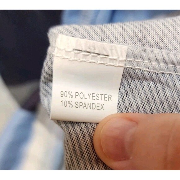 LA MODE WOMEN 2X BLUE PLAID NEW BLOUSE CHECKERED NAUTICAL WORK SHEER OFFICE FARM - Picture 10 of 15